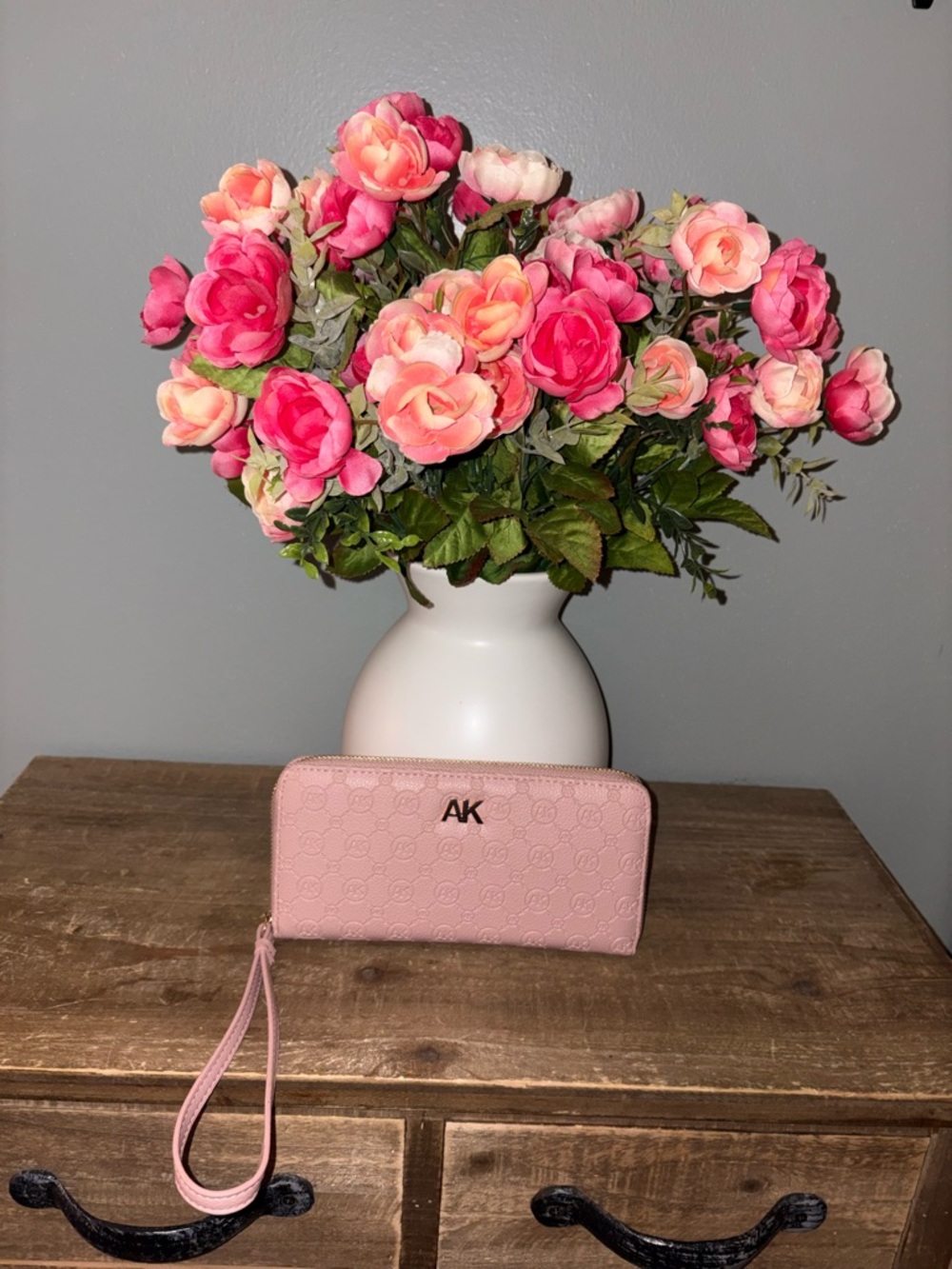 Anne Klein Blush Pink Zip-Around Wristlet Wallet